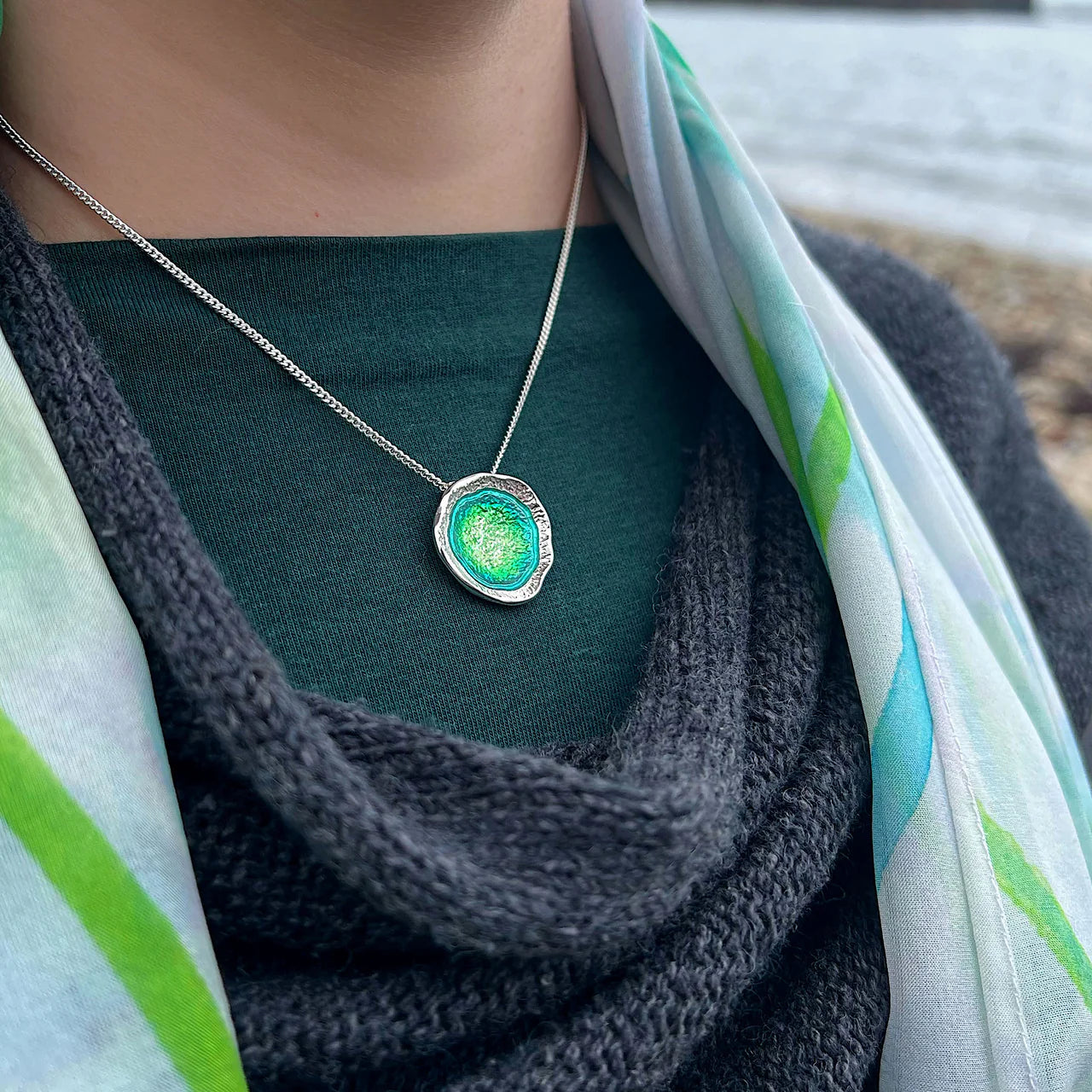 Lunar Necklace in Spring Green