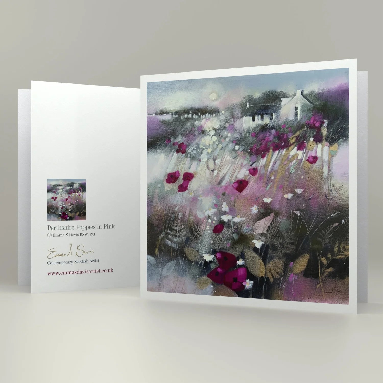 Greeting Card 'Perthshire Poppies in Pink'