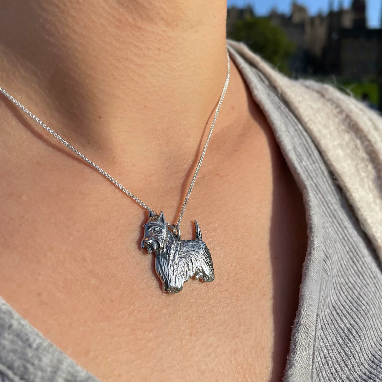 Scotty Dog Medallion Necklace in Sterling outlets Silver, Scottish Terrier Jewelry