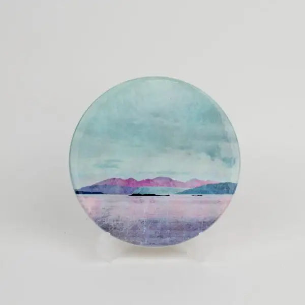 Arran over the Sound of Bute Ceramic Coaster - Scottish Home