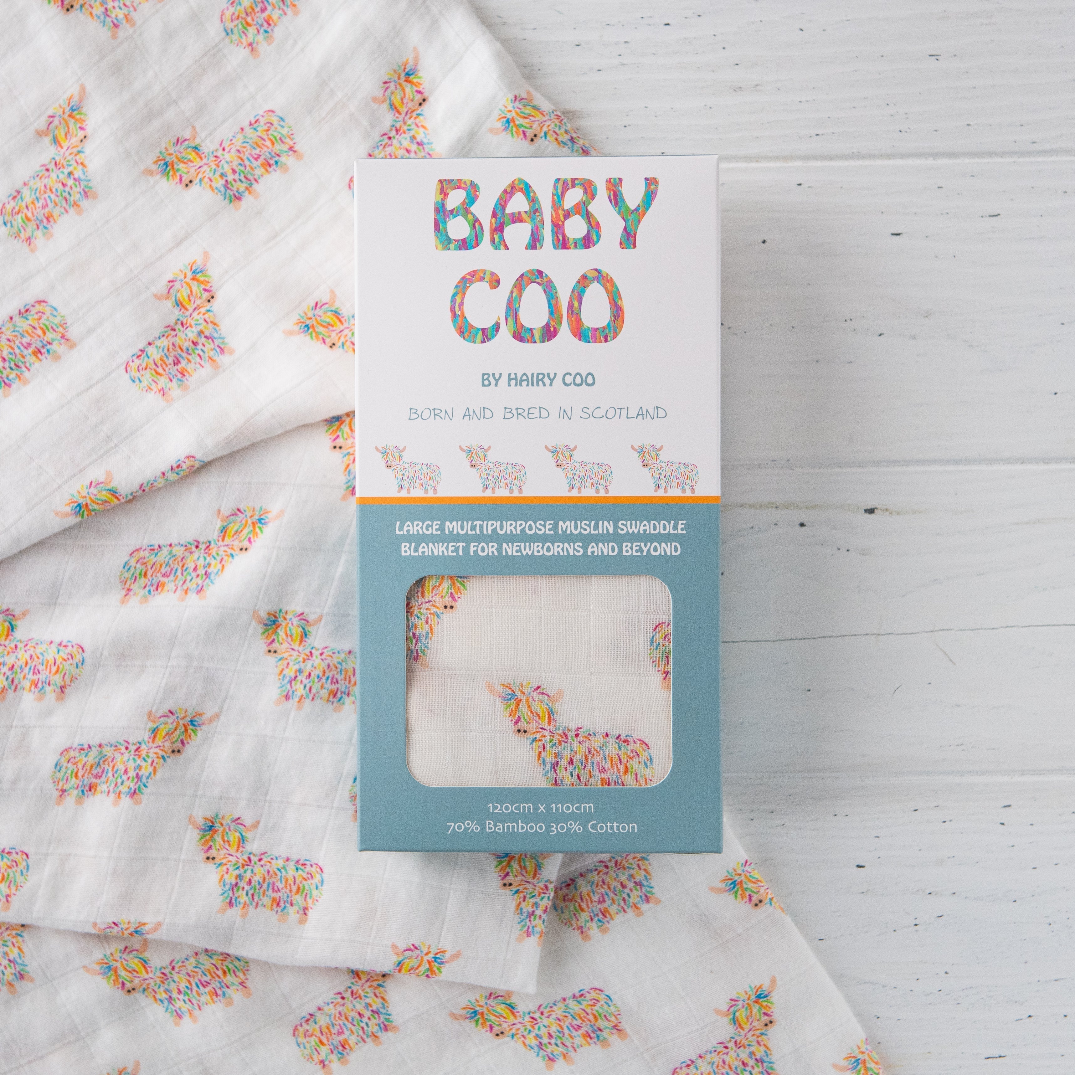 Baby Coo Muslin Swaddle | Hairy Coo | Scottish Creations
