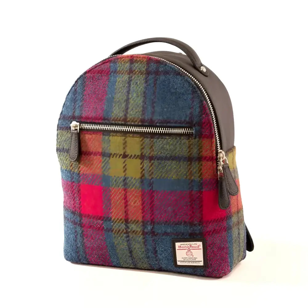 Backpack in Harris Tweed - Blue/Pink