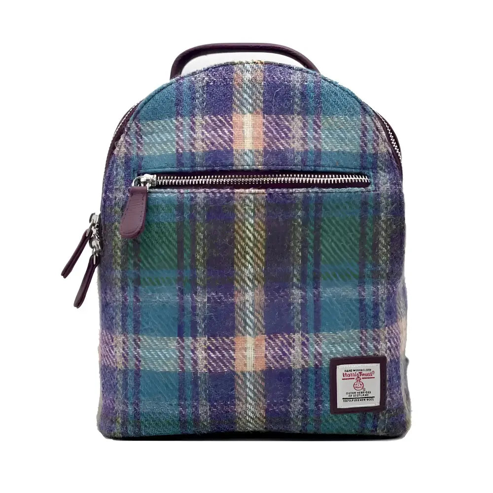 Backpack in Harris Tweed - Green/Purple