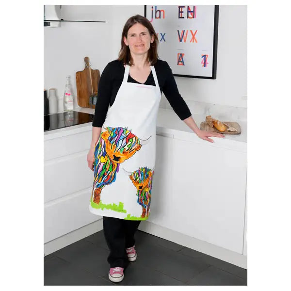 Bright Highland Cow Apron - Scottish Home