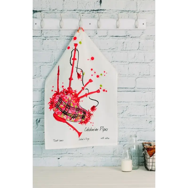 Caledonian Pipes Tea Towel - Scottish Home