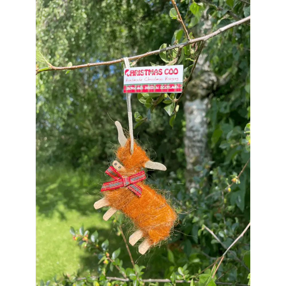 Christmas Hairy Coo Hanging Ornaments - Brown - Scottish Home
