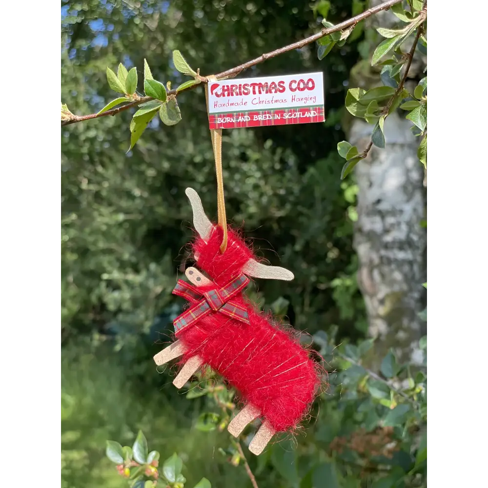 Christmas Hairy Coo Hanging Ornaments - Red - Scottish Home