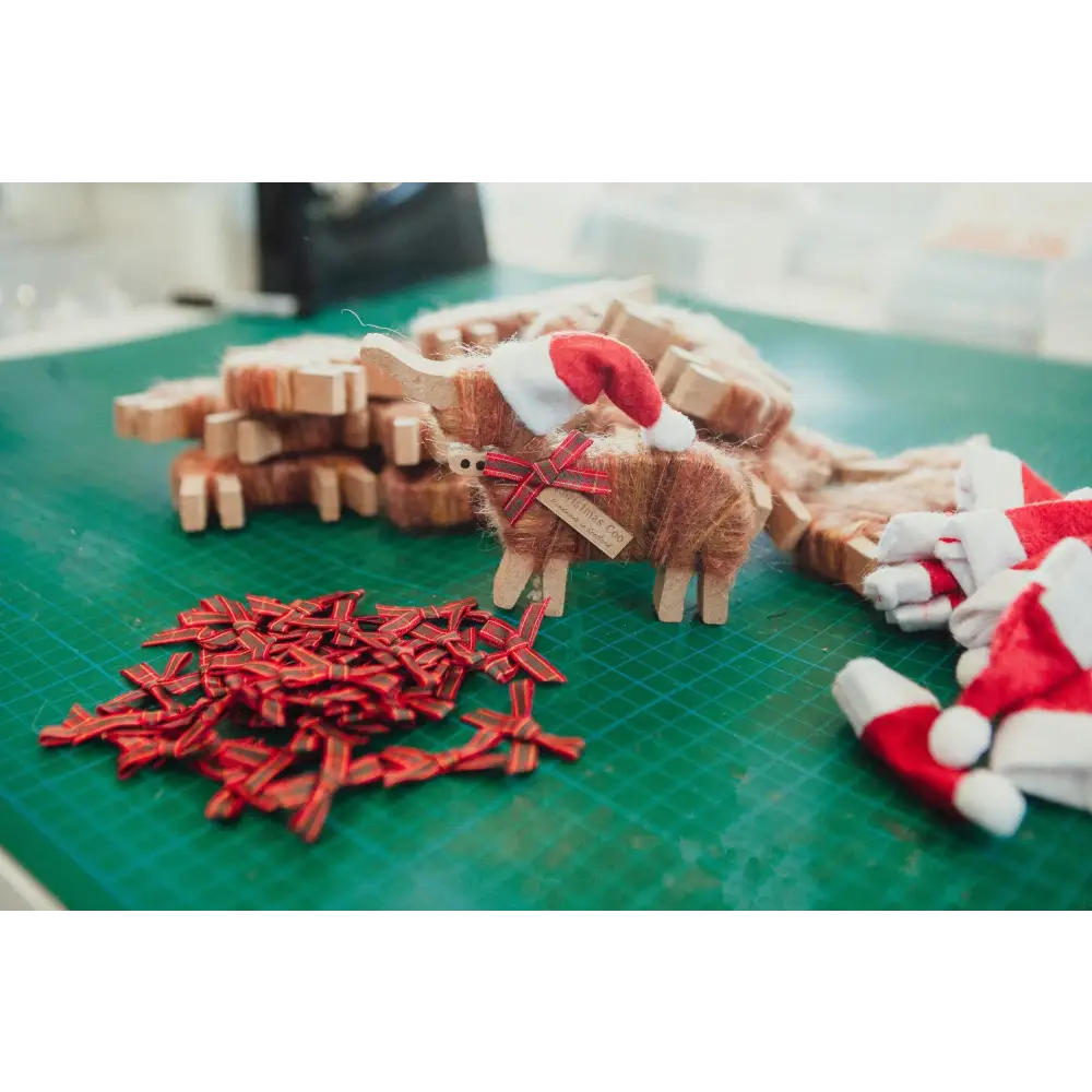Christmas Hairy Coo Standing Ornaments - Scottish Home