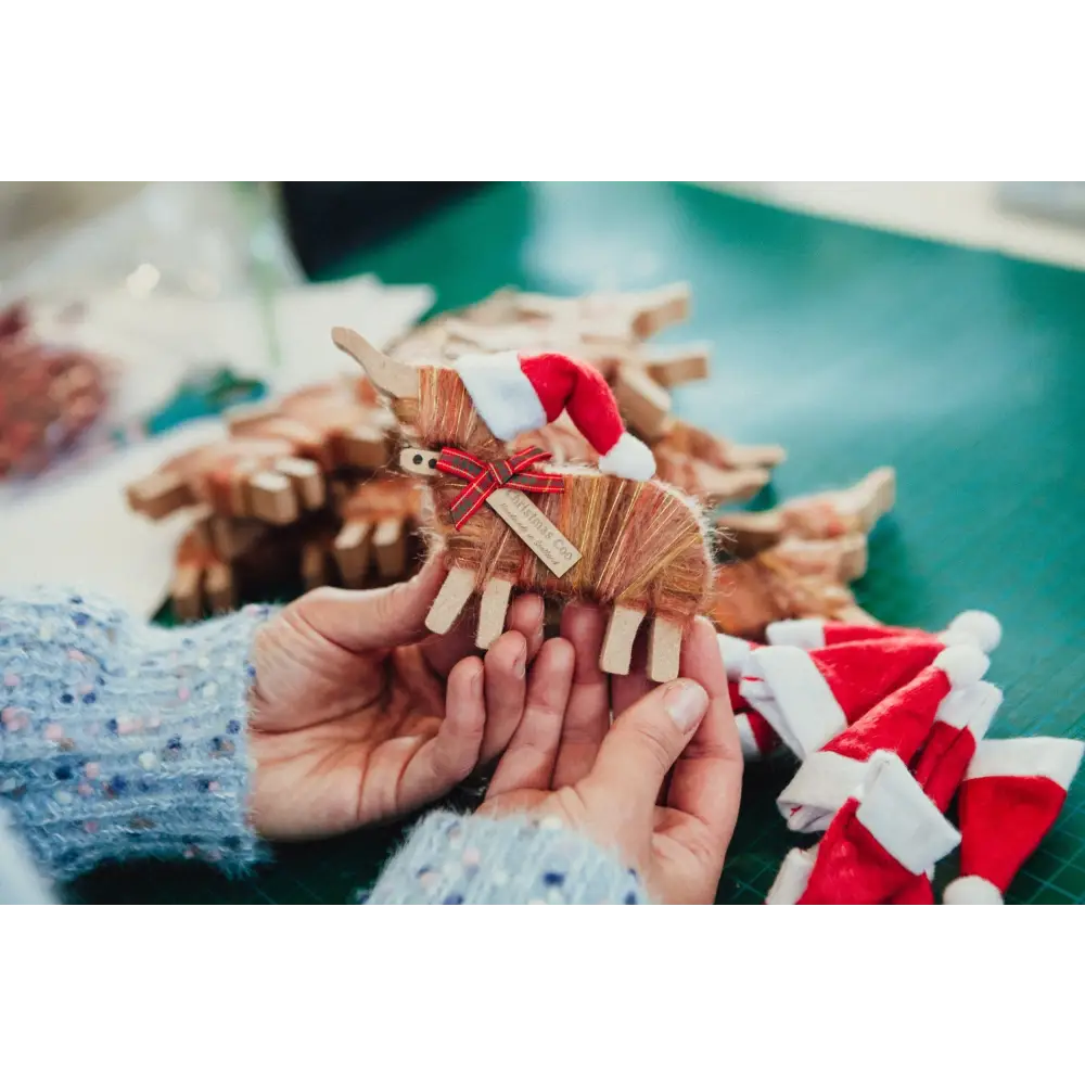 Christmas Hairy Coo Standing Ornaments - Scottish Home