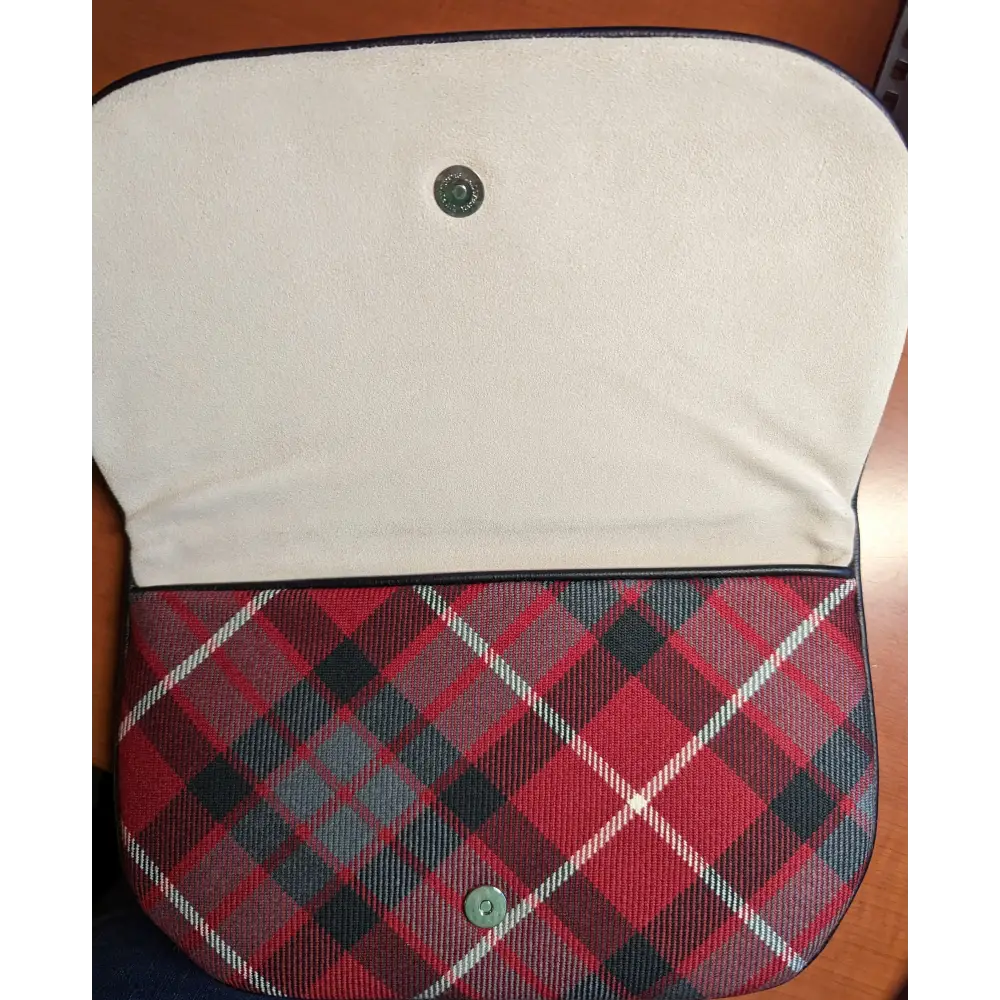 Fraser Red Tartan Fine Leather Clutch Bag - Handbags