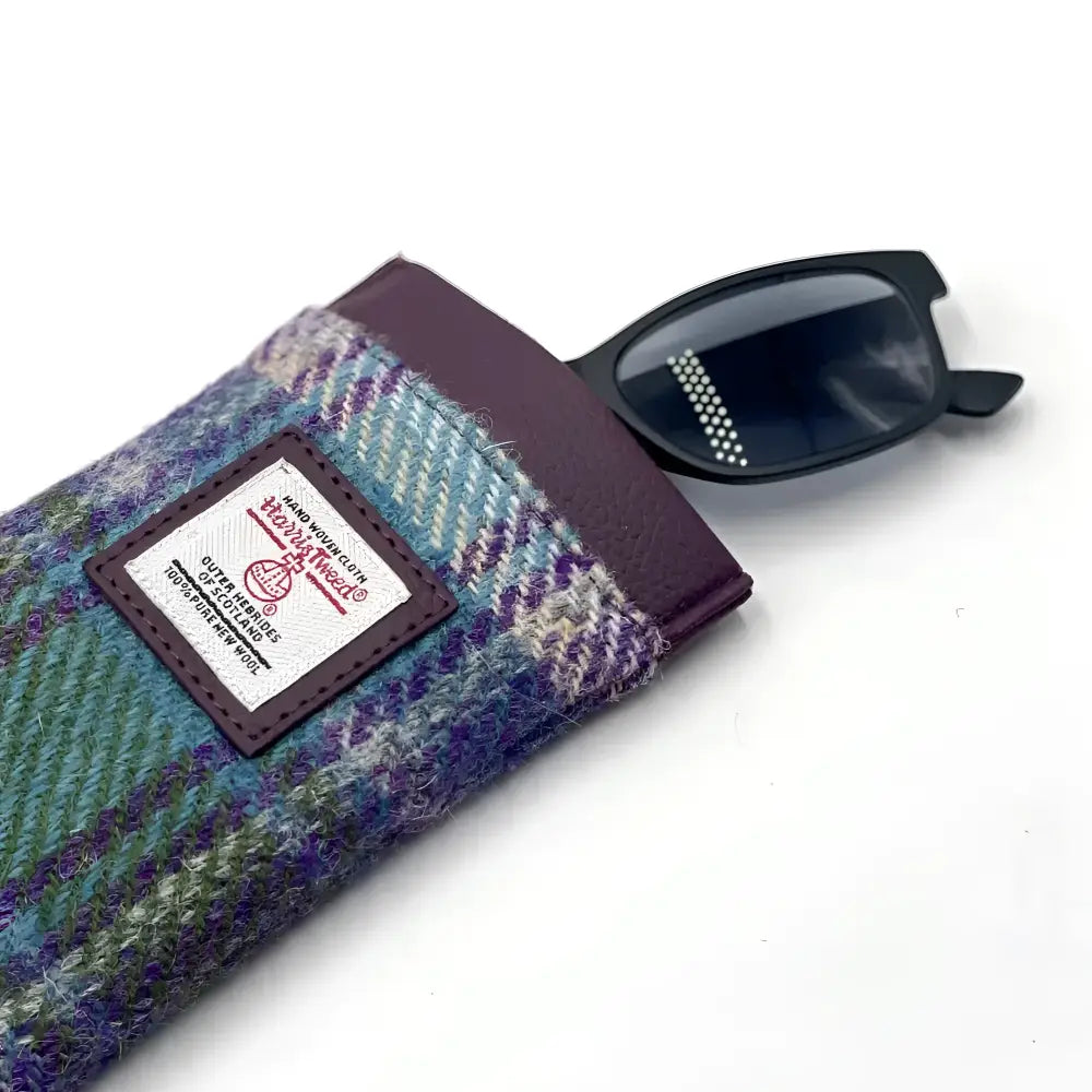 Glasses Sleeve in Harris Tweed - Green/Purple