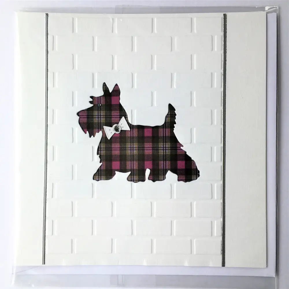 Gray Tartan Scottie Dog Card - Scottish Art
