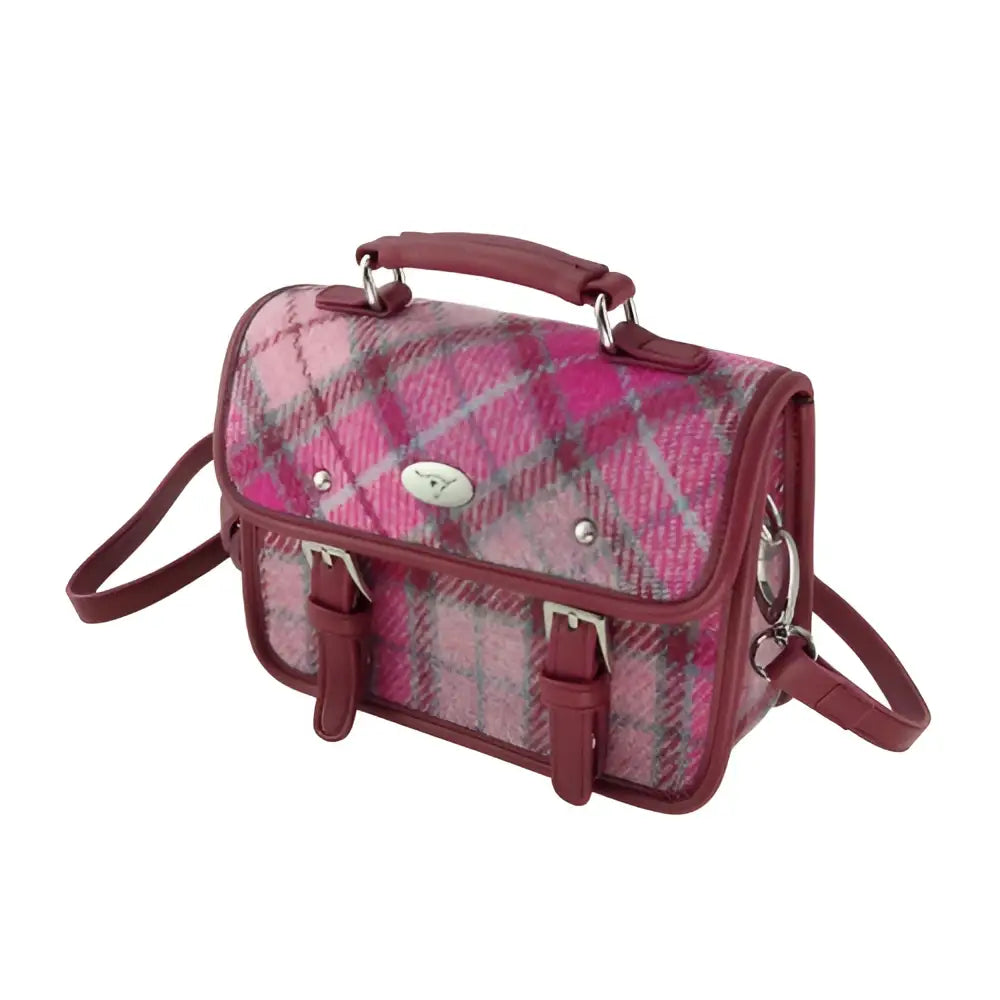 Harris Tweed ’Bervie’ Mini Satchel Bag - Vibrant Pink Buchanan #138