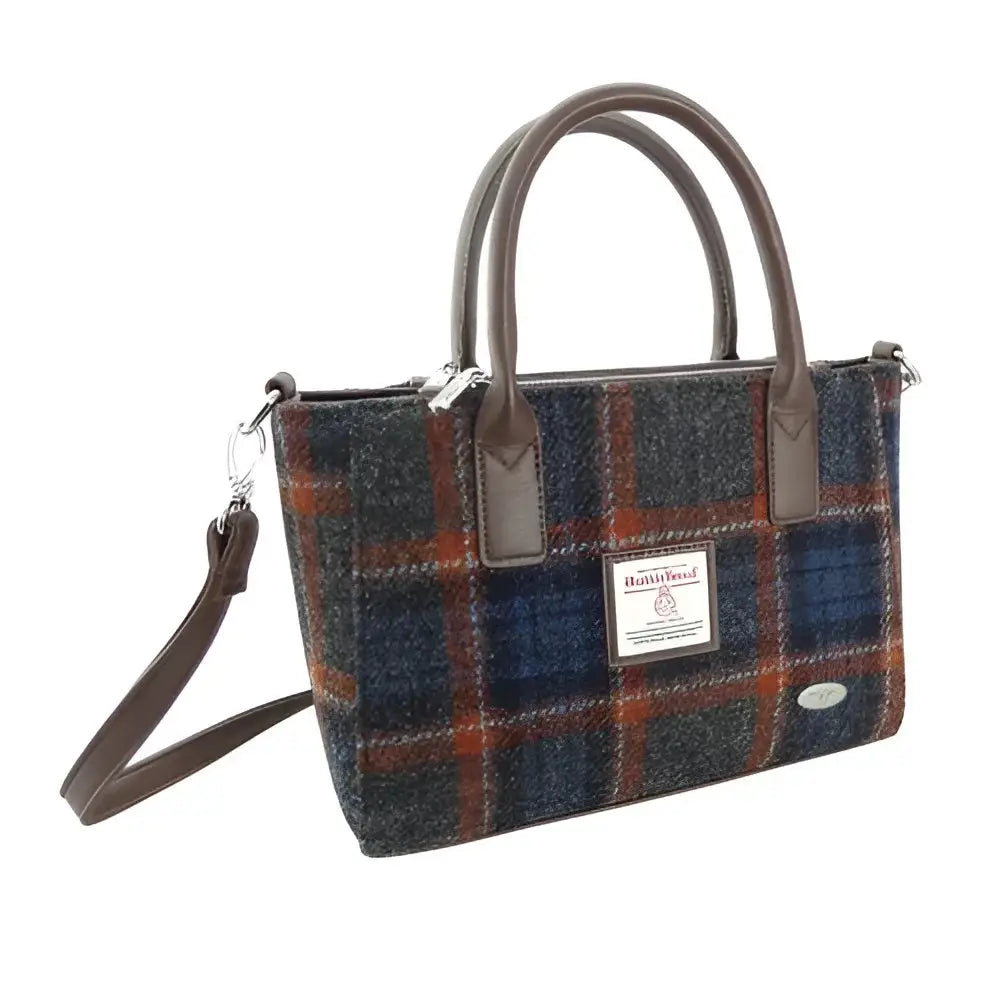 Harris Tweed Brora Bag - Grey with rust #127