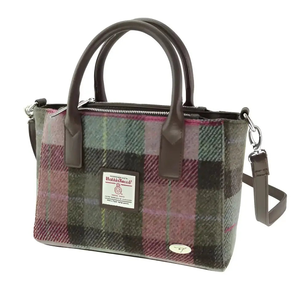 Harris Tweed Brora Bag - Muted Green & Rose pink #137