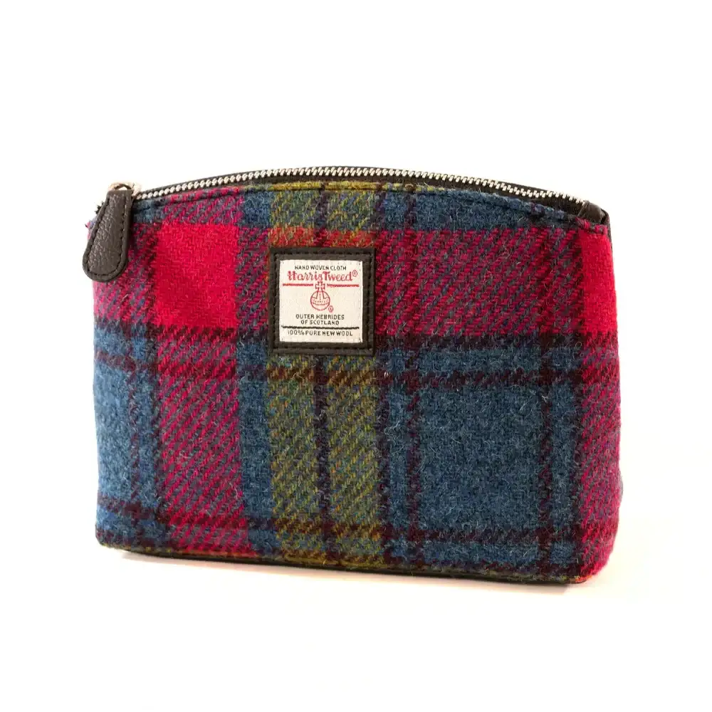 Harris Tweed Cosmetic Bag - Blue/Pink