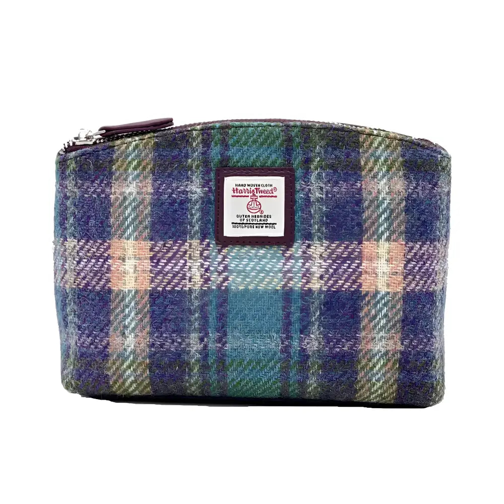 Harris Tweed Cosmetic Bag - Green Purple Check