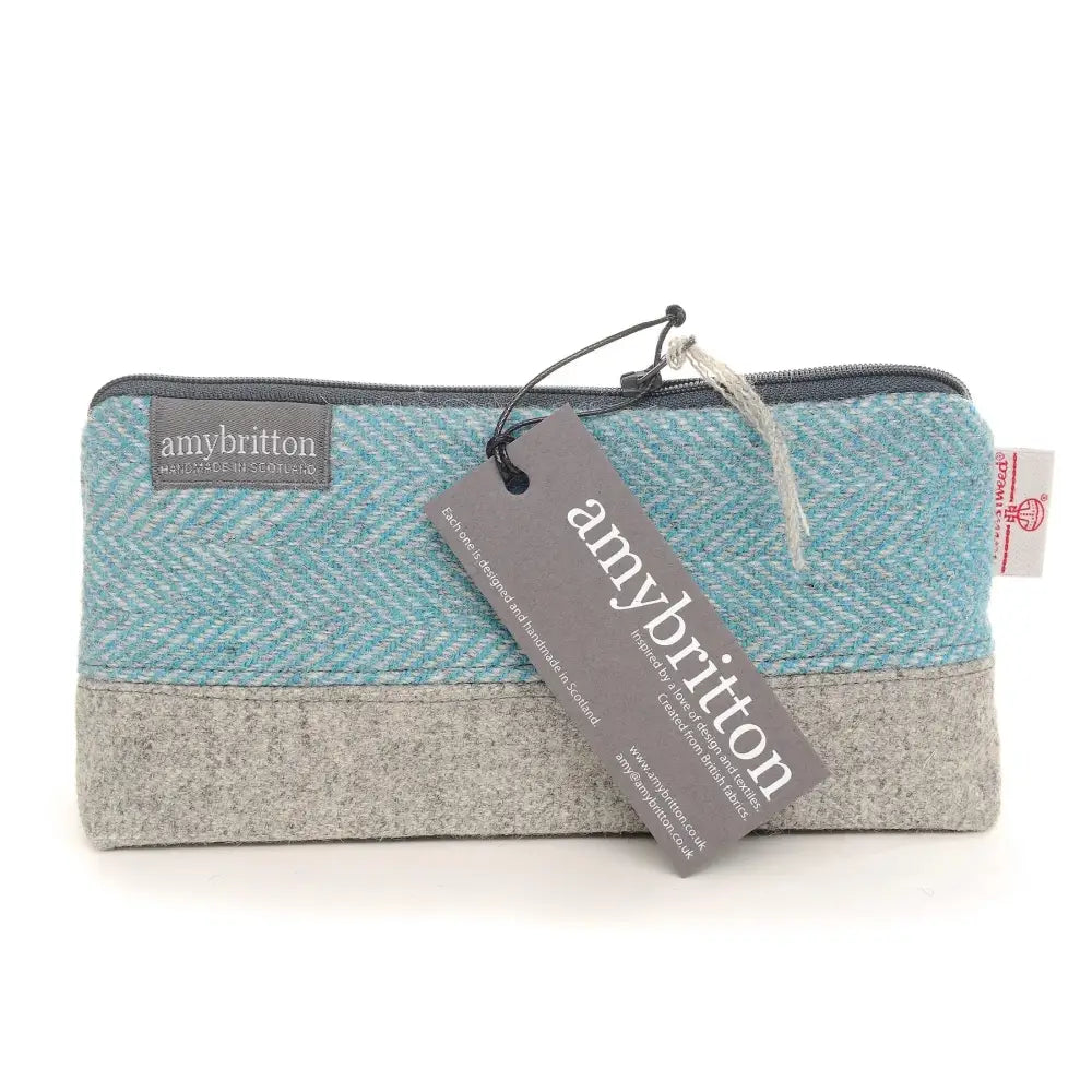 Harris Tweed Cosmetic Bag - Teal (Landscape)
