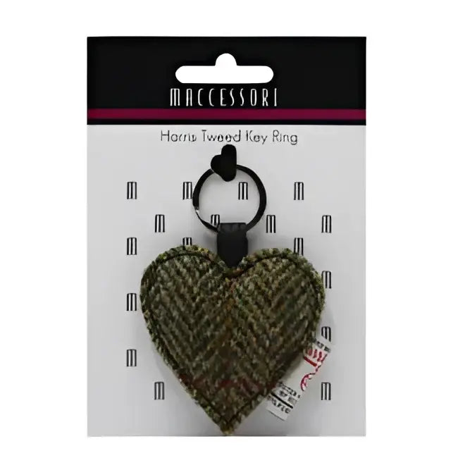 Harris Tweed Heart Key Ring - Green
