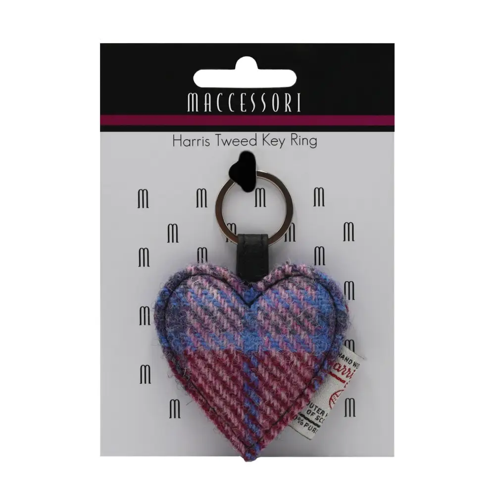 Harris Tweed Heart Key Ring - Pastel