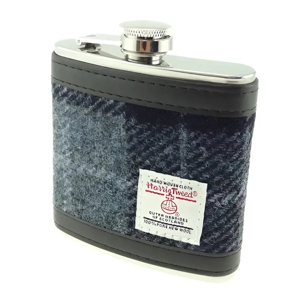 Harris Tweed Hip Flask - Blue Black 95