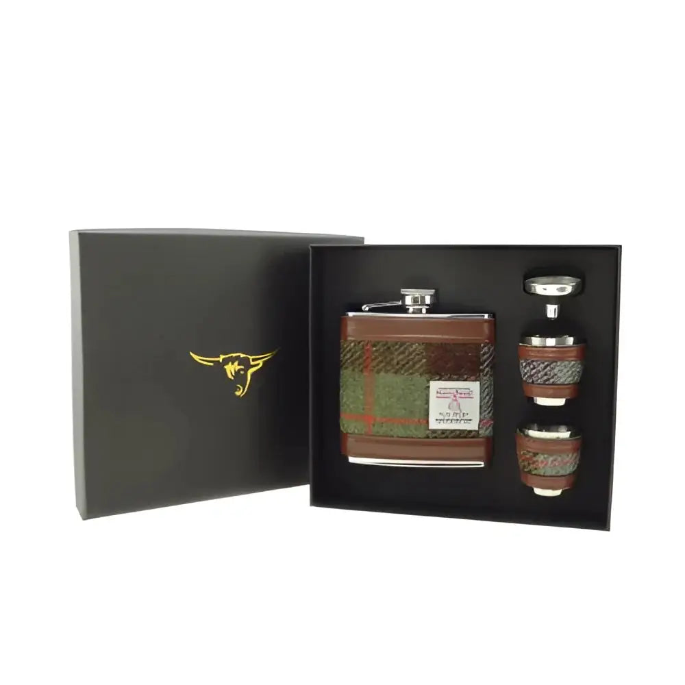 Harris Tweed Hip Flask Gift Set - Macleod #15