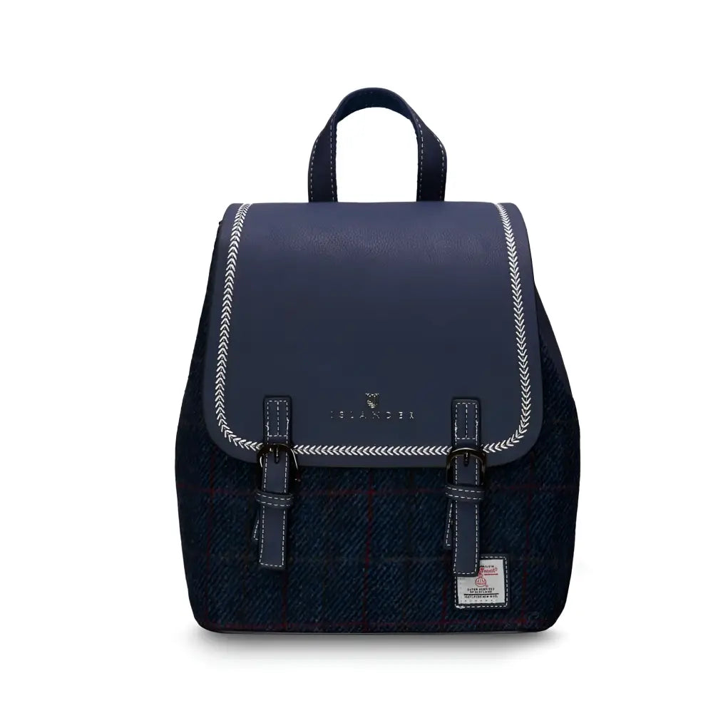 Harris Tweed Jura Backpack - Navy Overcheck