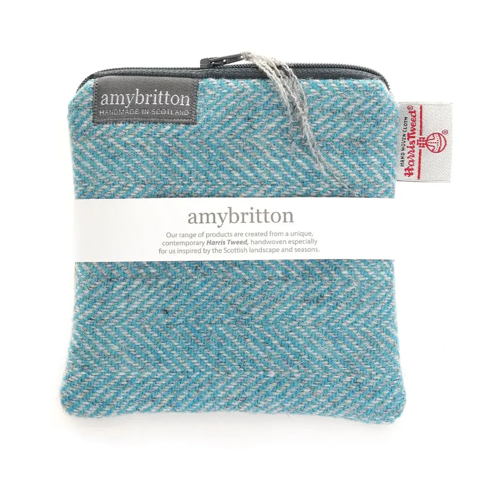 Harris Tweed Large Square Purse - Teal (Landscape)