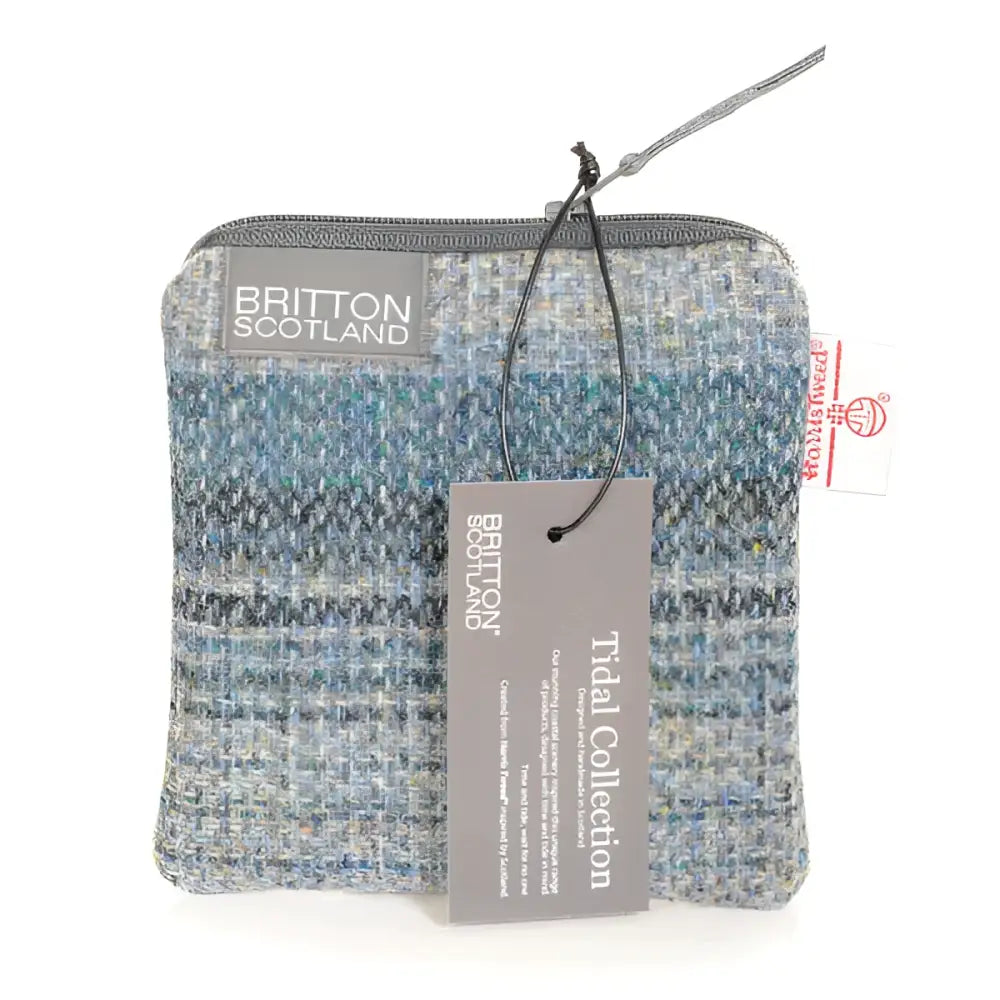 Harris Tweed Large Square Purse - Teal Stripe (Tidal Range)