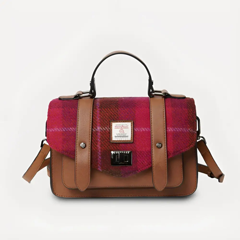 Harris Tweed Medium Satchel - Fushia - Bag