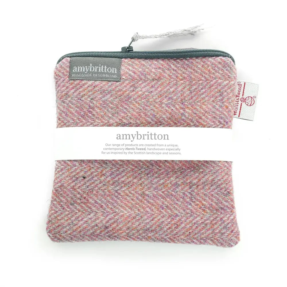 Harris Tweed Medium Square Purse - Pink (Landscape)