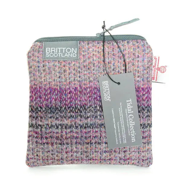 Harris Tweed Medium Square Purse - Pink Stripe (Tidal Range)