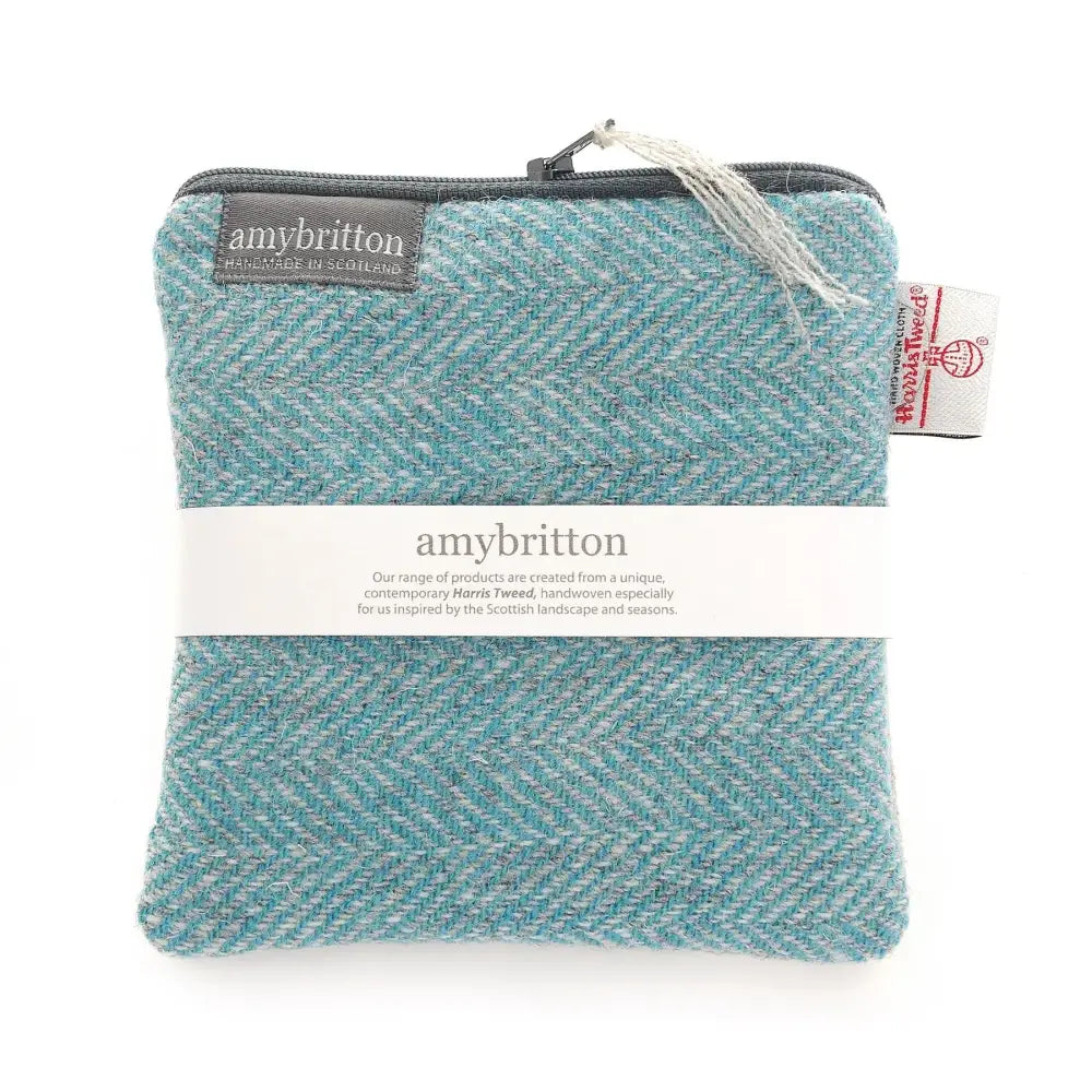 Harris Tweed Medium Square Purse - Teal (Landscape)