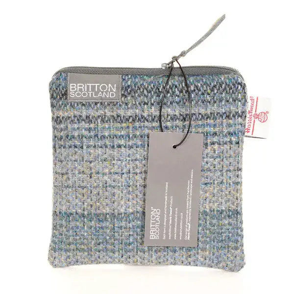 Harris Tweed Medium Square Purse - Teal Stripe (Tidal Range)