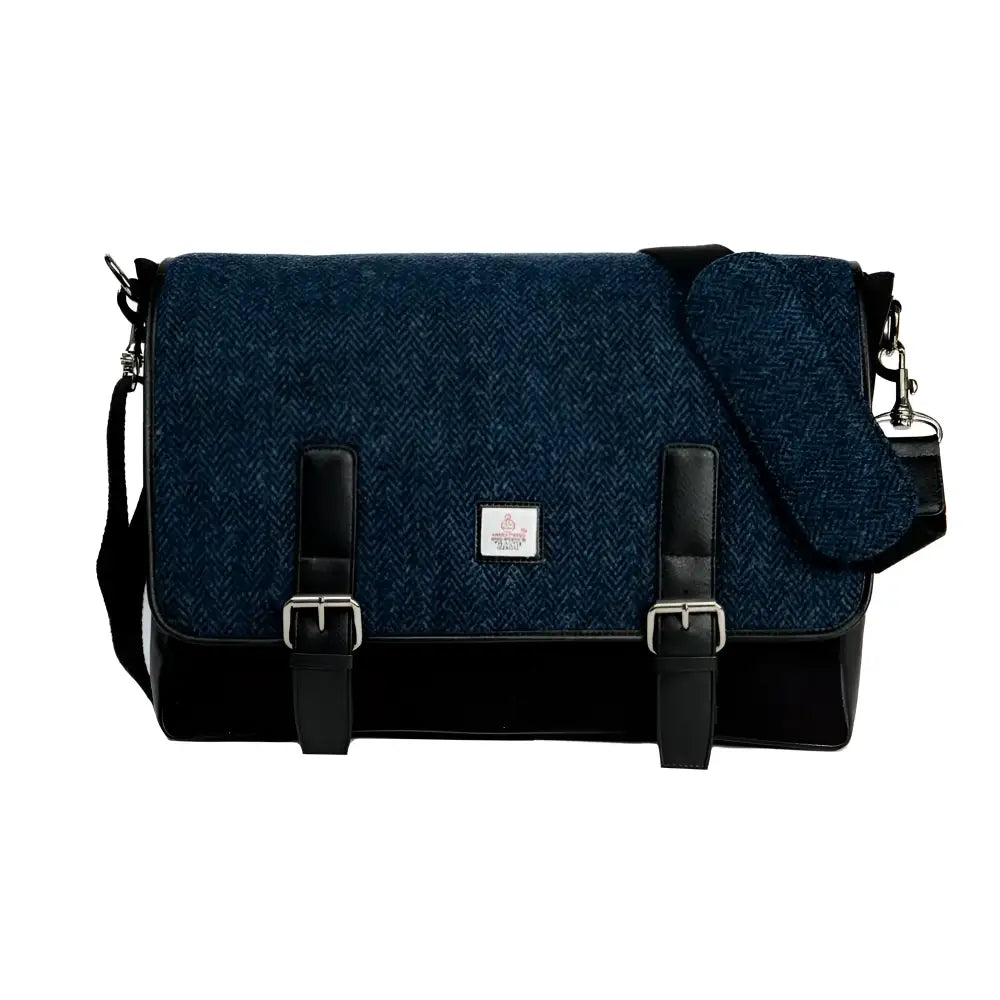 Harris Tweed Messenger Bag - Blue