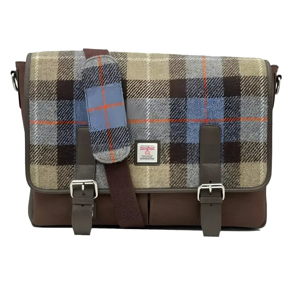 Harris Tweed Messenger Bag - Blue/Brown