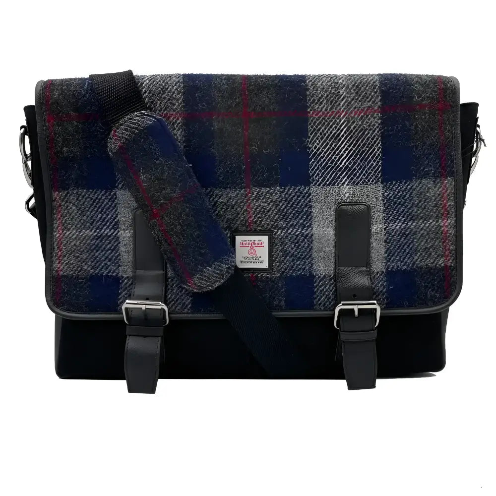Harris Tweed Messenger Bag - Blue Check