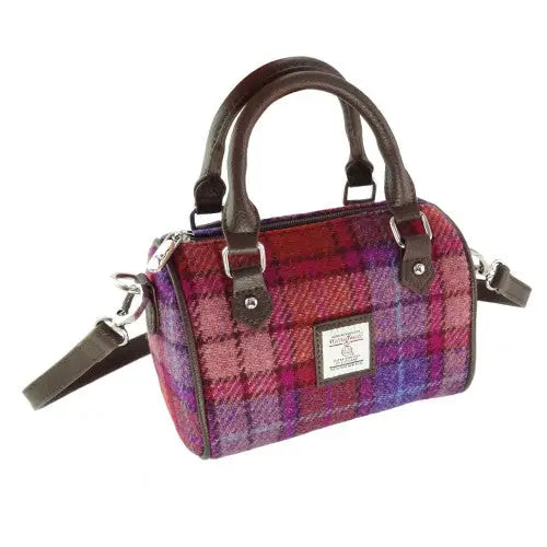 Harris Tweed Mini Bowling Bag - Orange & Purple #142