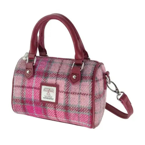 Harris Tweed Mini Bowling Bag - Vibrant Pink Buchanan #138