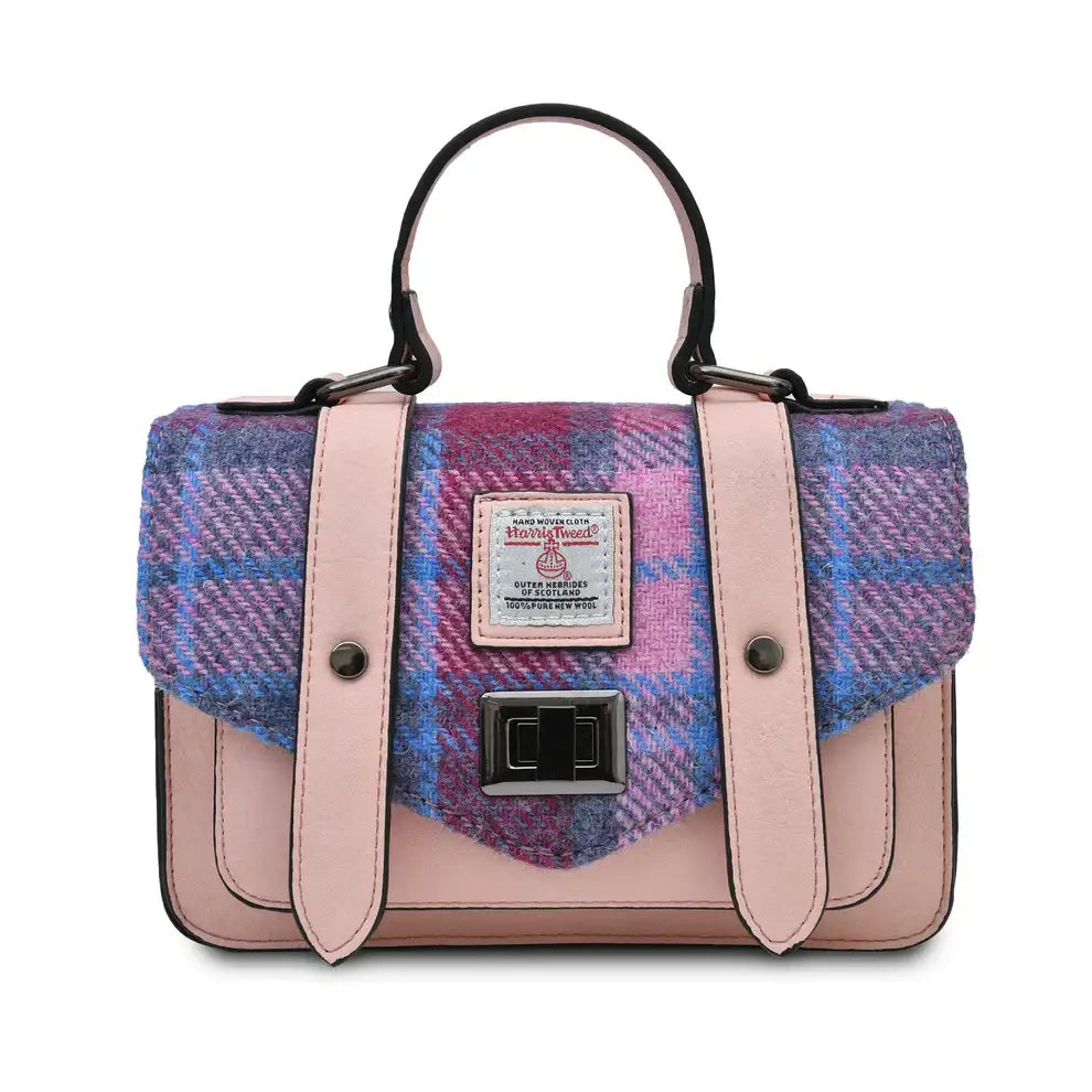 Harris Tweed Mini Satchel - Pink Blue - Bag