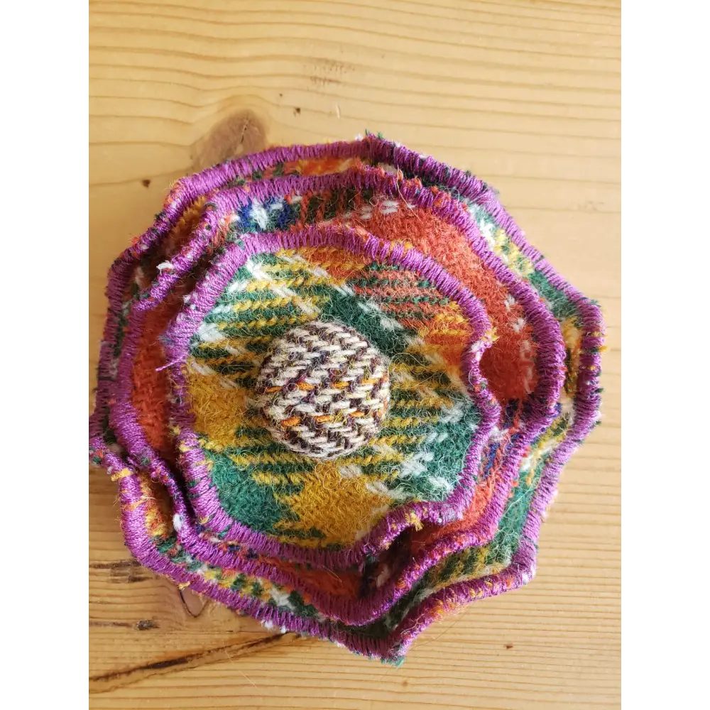 Harris Tweed Multi Shades Brooch - Flower