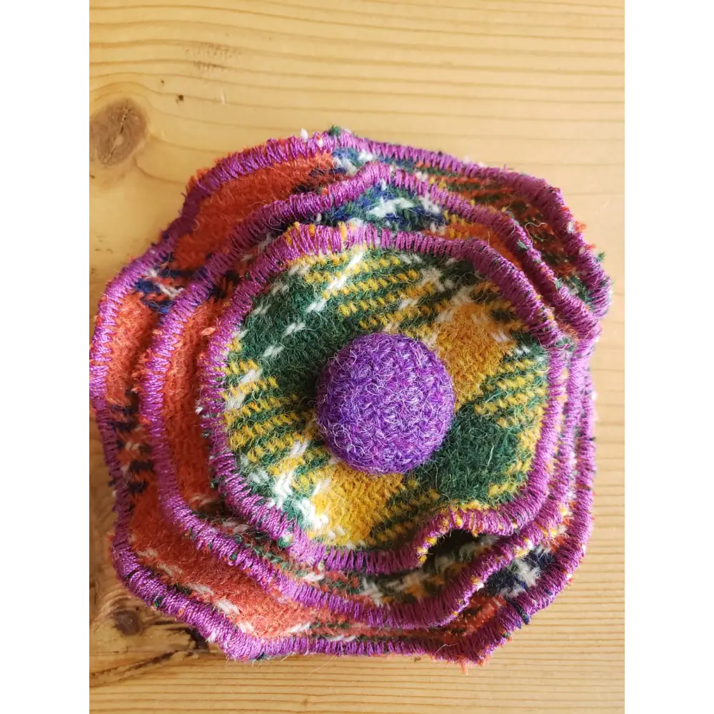 Harris Tweed Multi Shades Brooch - Flower