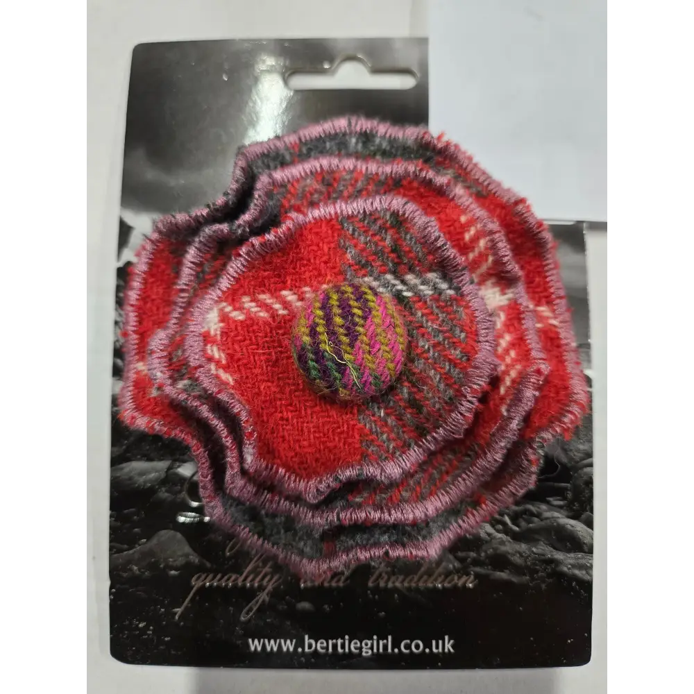 Harris Tweed Multi Shades Brooch - Flower