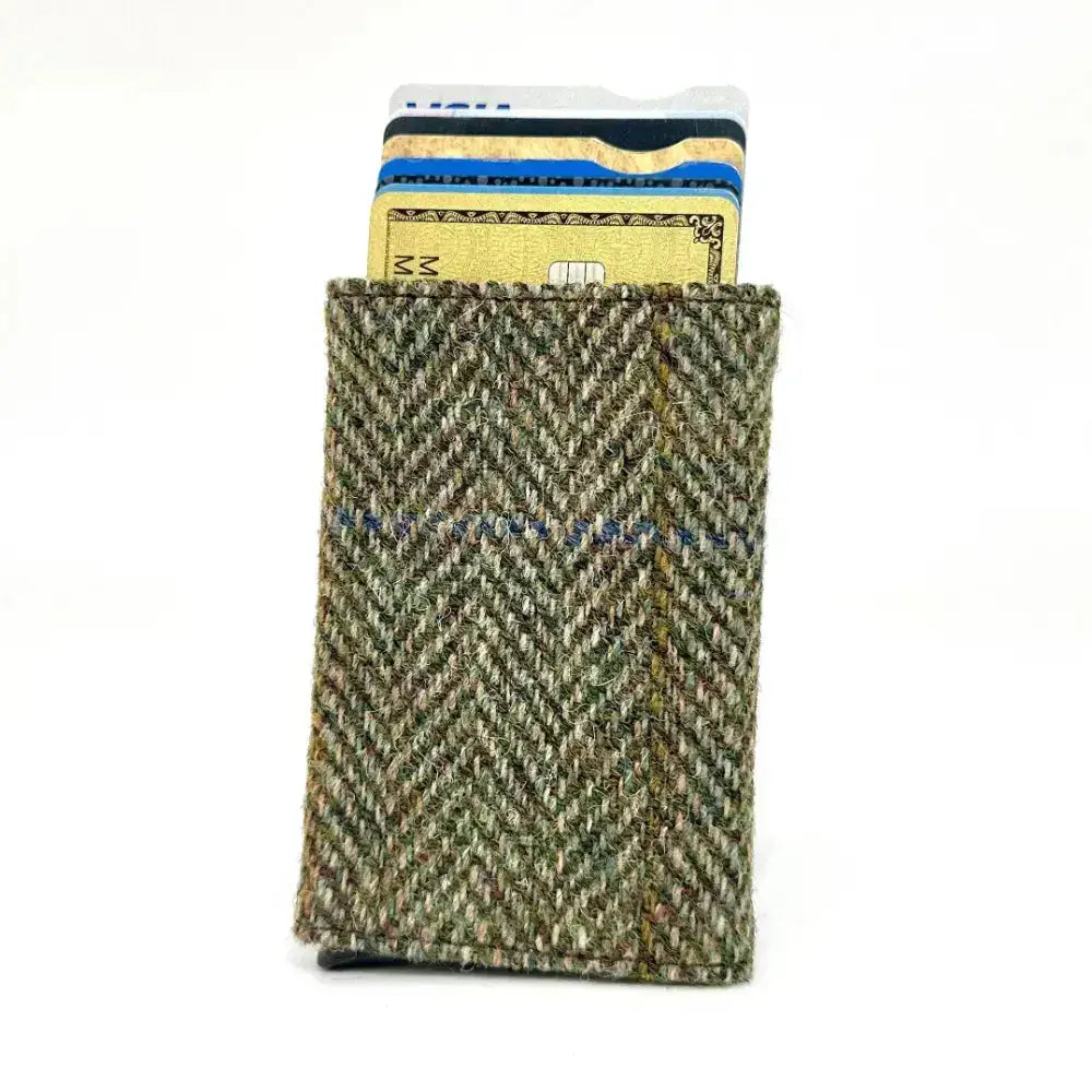 Harris Tweed Pop-up Card Holder - Green