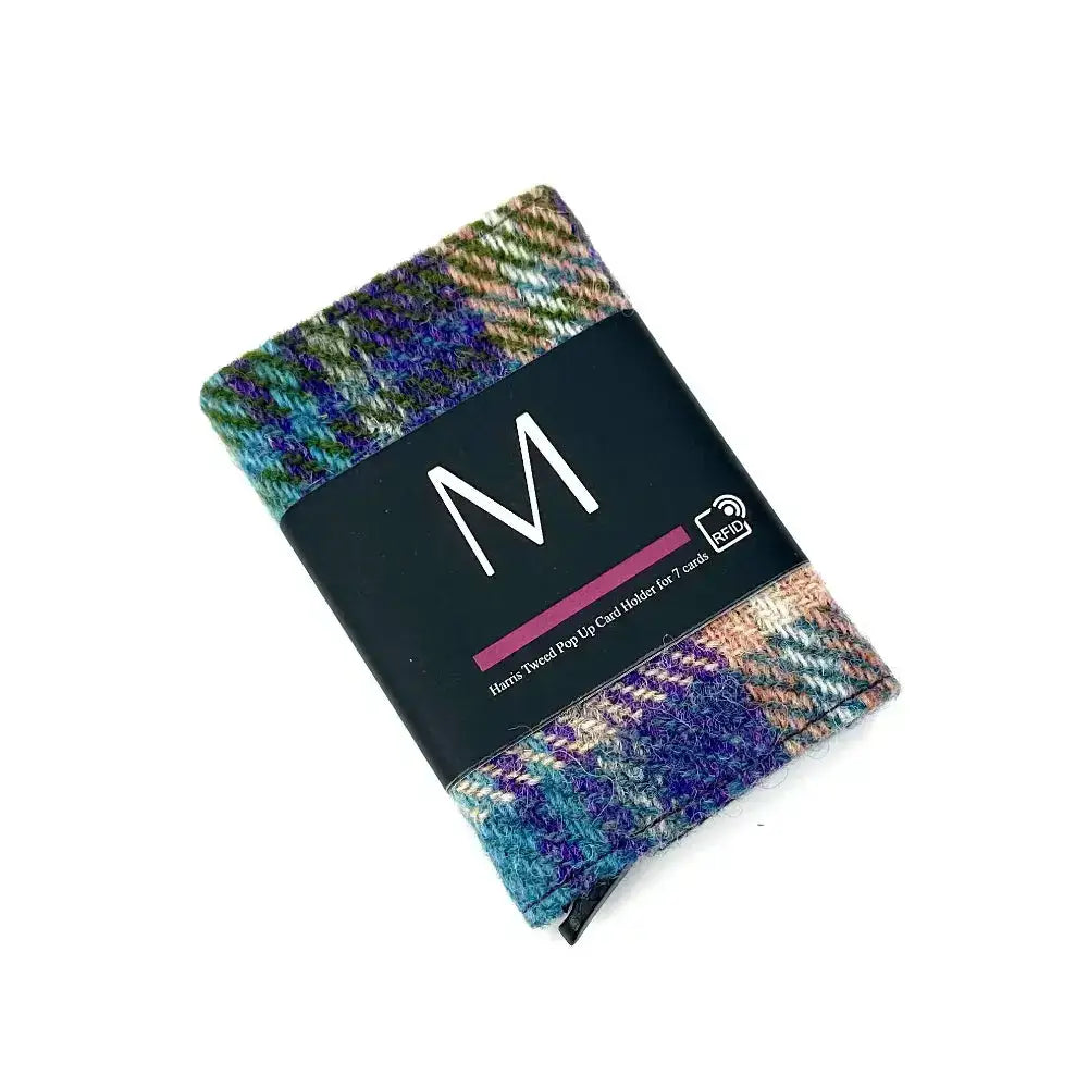 Harris Tweed Pop-up Card Holder - Green Purple