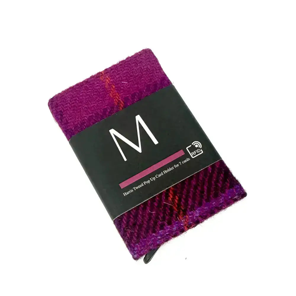 Harris Tweed Pop-up Card Holder - Purple Check