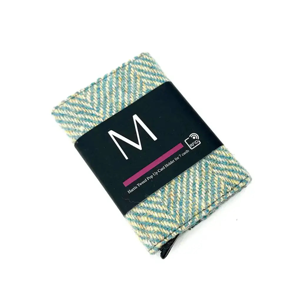 Harris Tweed Pop-up Card Holder - Turquoise