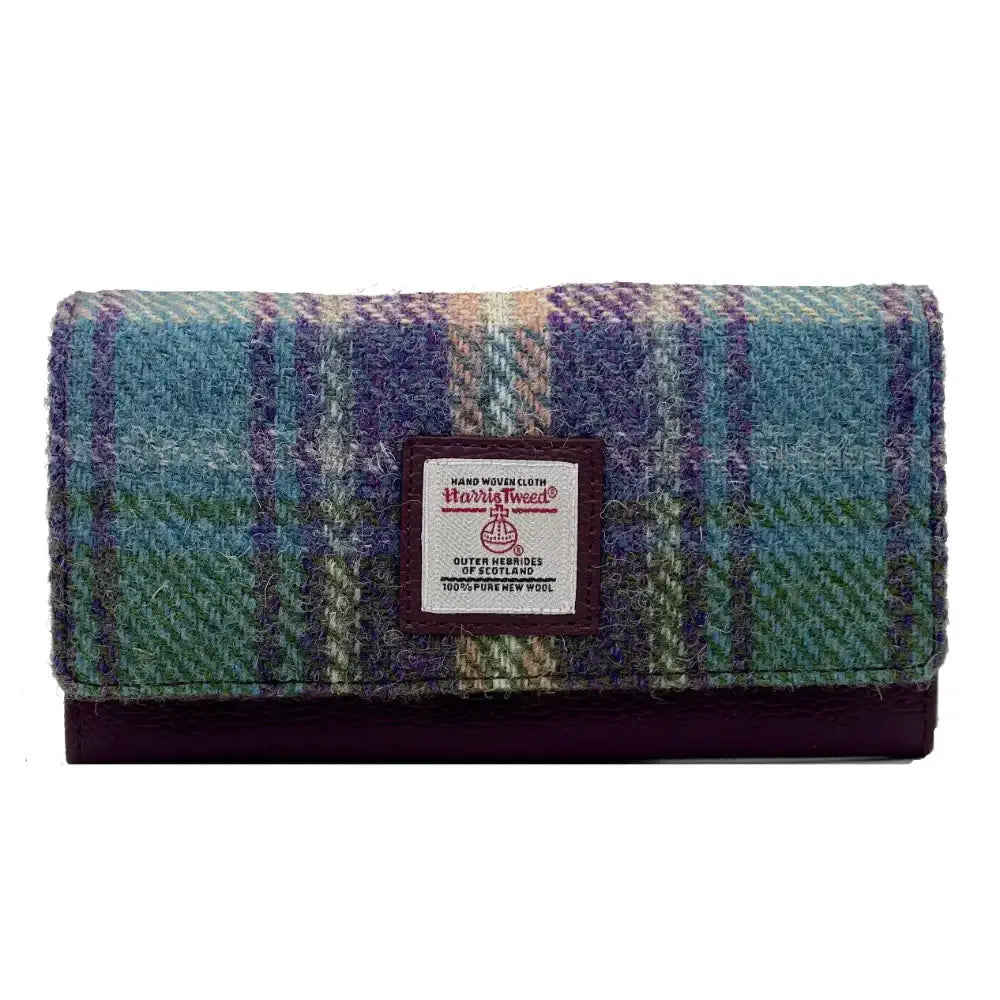 Harris Tweed Purse - Green/Purple Check