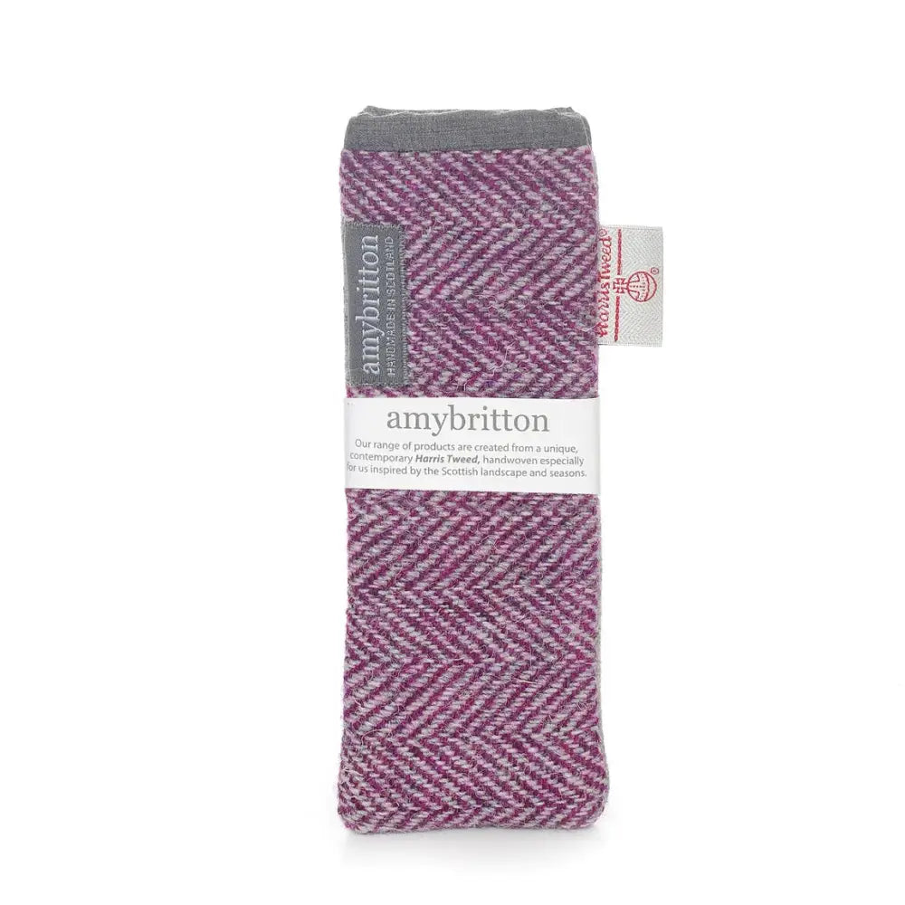 Harris Tweed Slim Glasses Case - Heather Purple (Landscape)