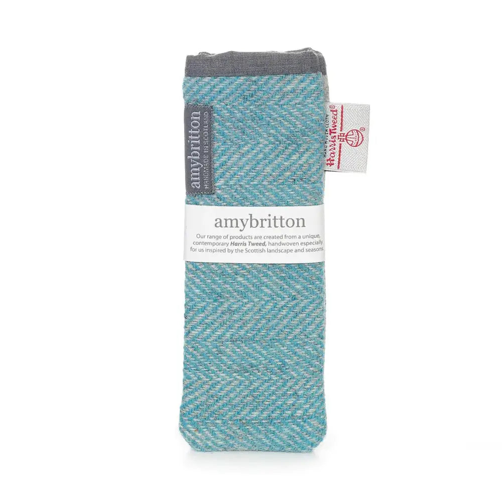 Harris Tweed Slim Glasses Case - Teal (Landscape)
